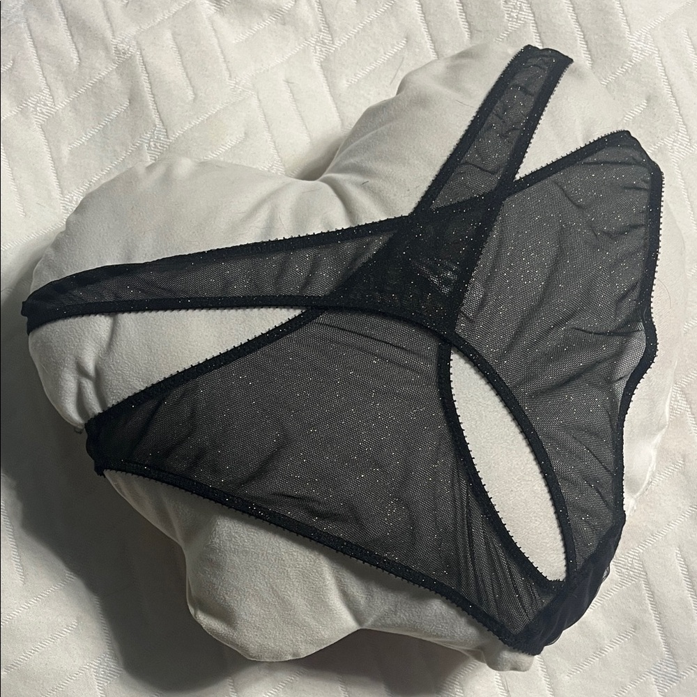 Agent Provocateur Black gold metallic Sheer Panties cutout medium 3 NWOT - Picture 3 of 7